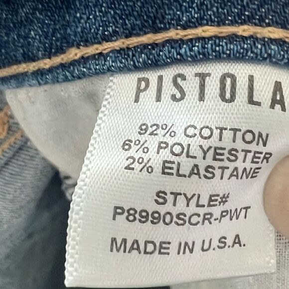 Pistola Blue Monroe Distressed Raw Hem Skinny Jeans Size 27 - Picture 9 of 10